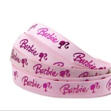 3/8" 1 yard Barbie Hot Pink foil Grosgrain Ribbon 1000027