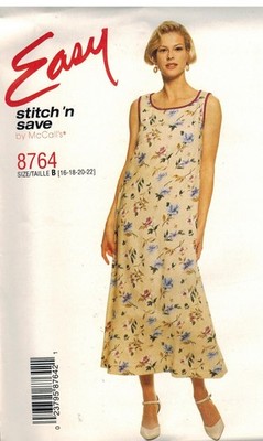 8764 UNCUT McCalls SEWING Pattern Misses 1990s Pullover Loose Fitting Dress VTG
