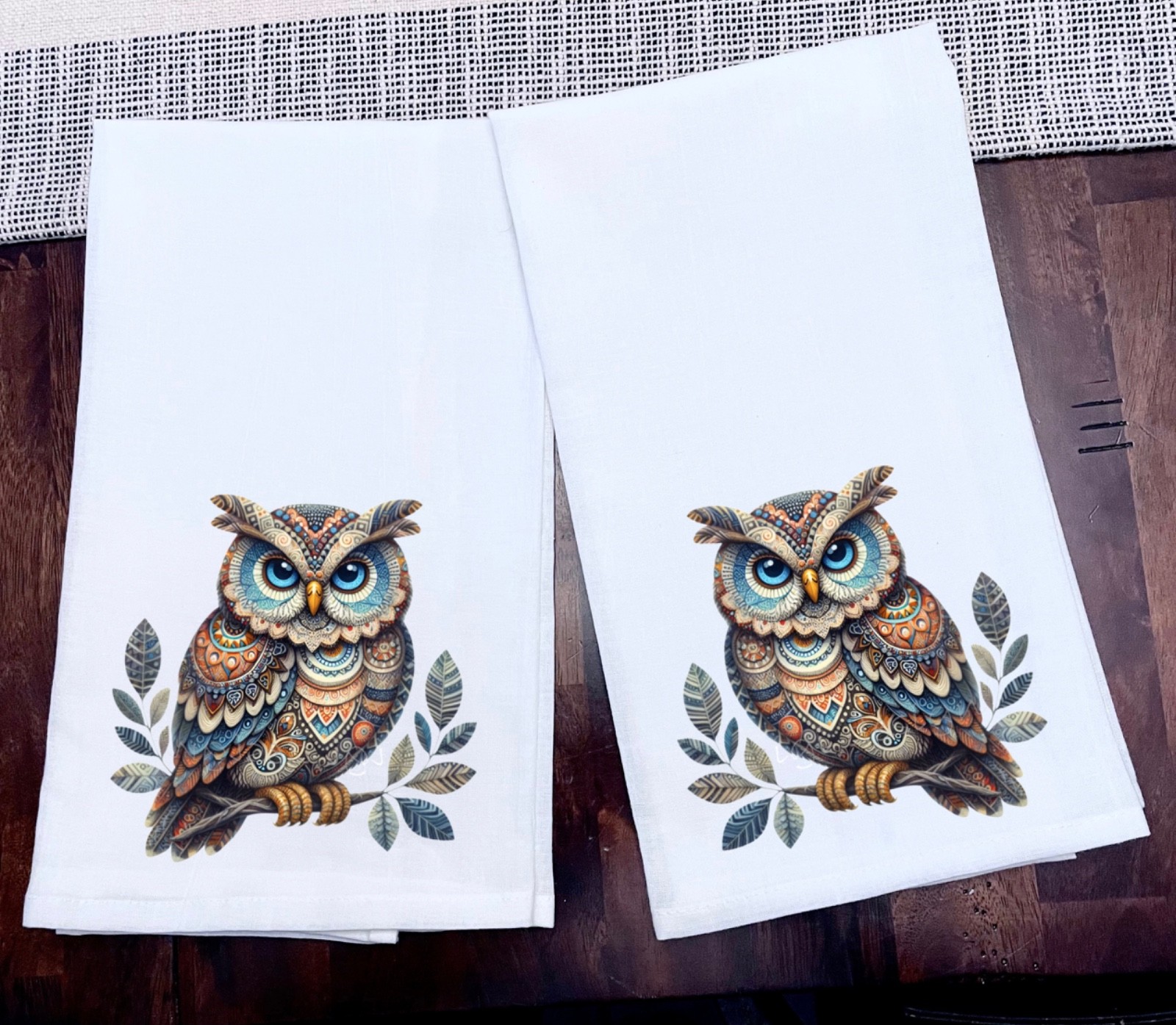 Nordic Folk Design 100% Cotton 28x28 New Set Of 2 Ink Print