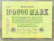 1923 GERMAN 100,000 MARK BANKNOTE-PAPER MONEY
