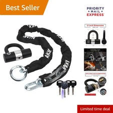150cm Cut-Proof Chain Lock with 16mm U Lock  4 Keys - Ultimate Vehicle Security