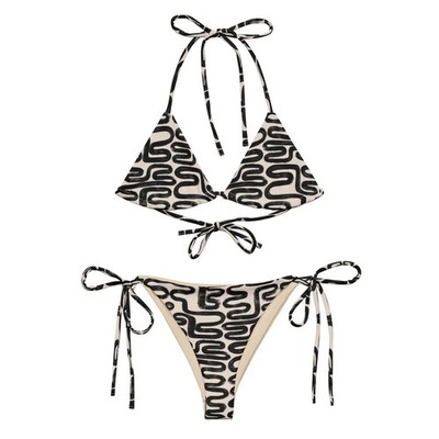Womens Solid Color String Bikini Swimsuit