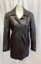 Ladies LLD Genuine Soft Leather Brown Button Up Jacket Size UK 8