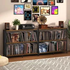 3-Tier Vinyl Record Storage: Vintage Player Table with Spacious Storage - Up ...