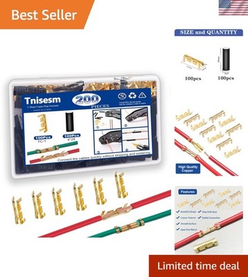 Universal 200Pcs U-Shaped Copper Ring Terminals with Heat Shrink Tubes Included