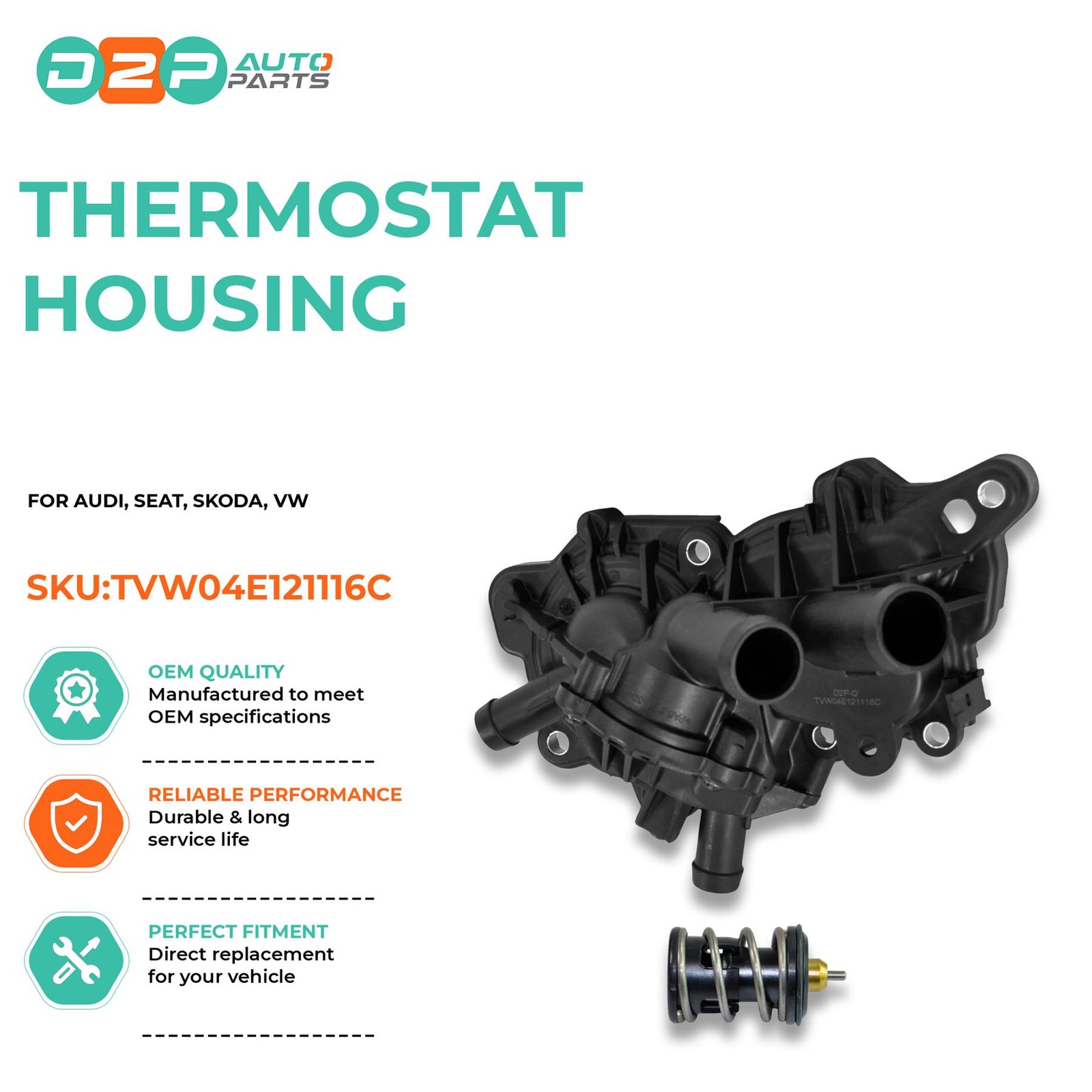 COOLANT HOUSING FOR SKODA FABIA KAMIQ KAROQ KODIAQ OCTAVIA RAPID SUPERB YETI - Image 2