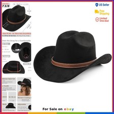Cowboy Hat Faux Suede Short Brim Adjustable for Men Women Sun Protection Beach