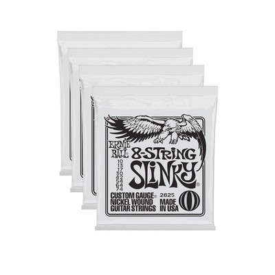 4 PACK Ernie Ball P02625 8-String Slinky Electric Nickel Wound