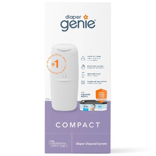 Genie Compact Pail, 1 Diaper Pail, 1 Square Refill, 165 Coun