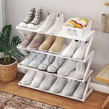 4-Tier Z-Shaped Shoe Rack Space Saving Shoe Organizer Entryway Hallway & Bedroom