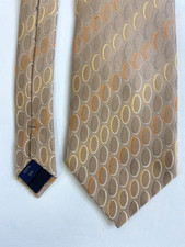 Lloyd Attree & Smith silk tie vintage beige geometric 068