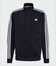 NEW SEALED ADIDAS MEN'S ESSENTIALS 3 STRIPES TRICOT TRACK JACKET Navy Blue, L