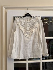 Monsoon Women's Embroidered Blouse Ivory/Off White Size S BNWT