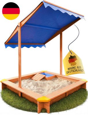 FRIEDO - Sandkasten Mit Dach (UV80+) & Matschküche 140X140 Cm - Sandkiste Inklus