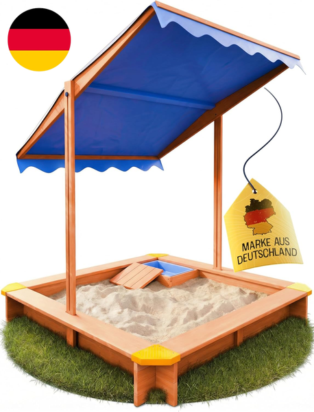 Friedo - Sandkasten Mit Dach (UV80+) & MatschküChe 140X140 Cm - Sandkiste Inklus-image