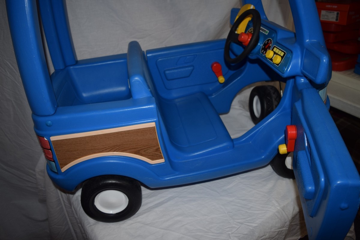 Vintage Little Tikes Tykes Blue Mini Van Woody Coupe Push Car Ride