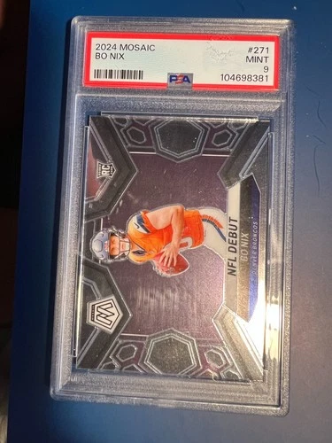 2024 Panini Mosaic Football NFL Debut RC Bo Nix PSA 9