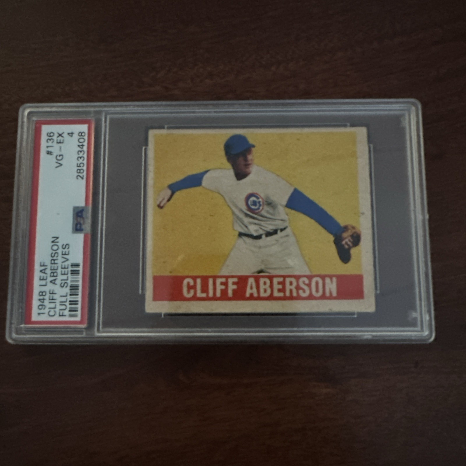 1948-49 Leaf Cliff Aberson #136 Chicago Cubs Full Sleeves PSA 4