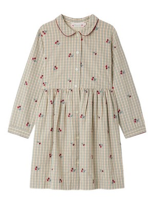 NEW WITH TAGS Bonpoint checked cherry-embroidered casual dress SIZE 8