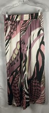Umgee Women s Small Abstract Mauve Print Wide Leg Pants Artsy Urban Comfy