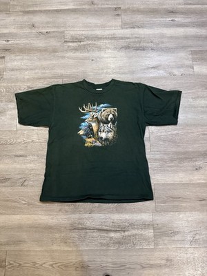 Vintage Y2K Wolf Bear T Shirt XL Nature Protect World Wildlife Earth Foundation