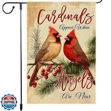Cardinal Garden Flag 12x18 Inch Double Sided Burlap Cardinals App