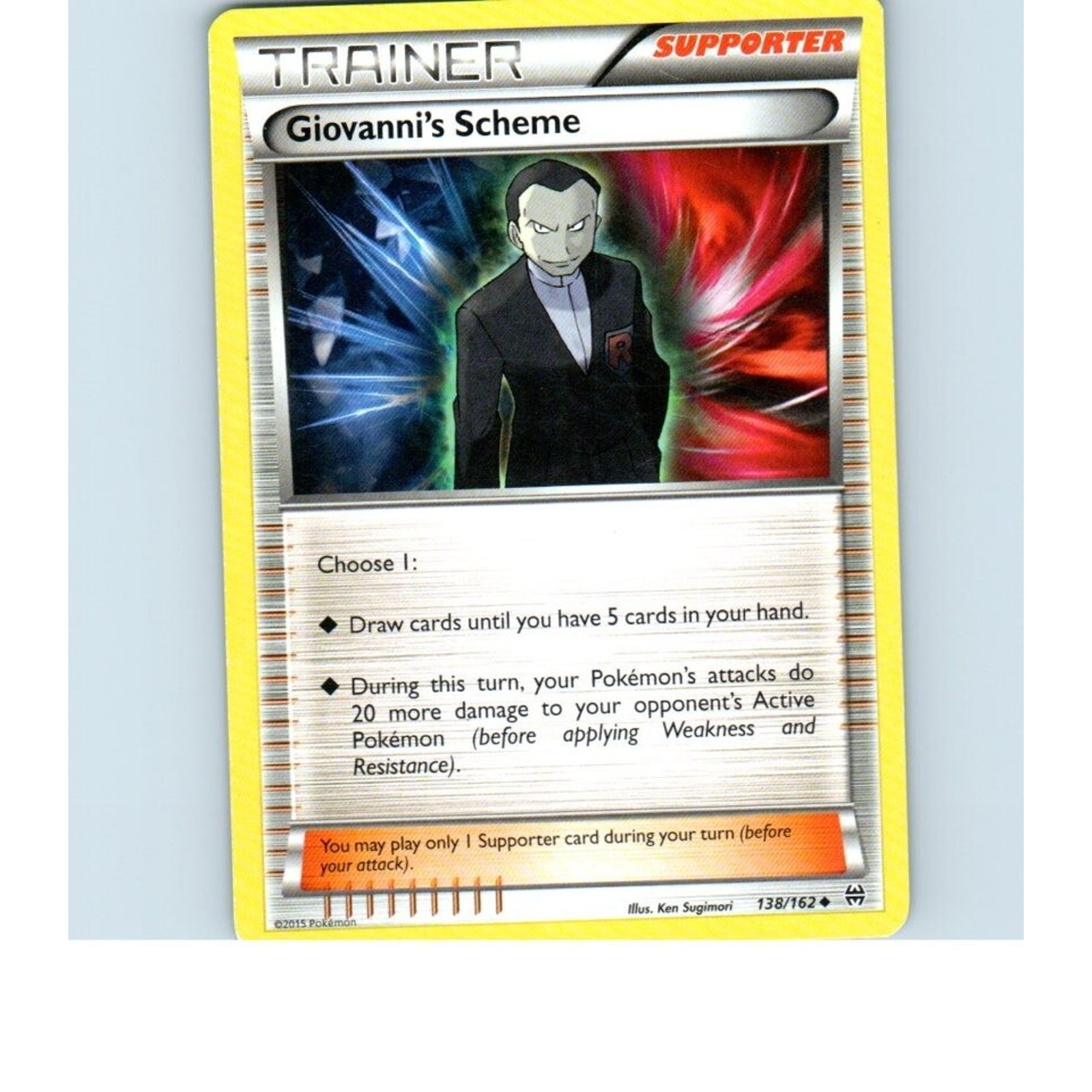2015 Trainer Giovanni's Scheme 138/162 Pokemon Card