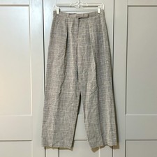 Vintage 90s Armani Collezioni Wool/Linen Trouser Pants Tan/Black Women  s Size 6