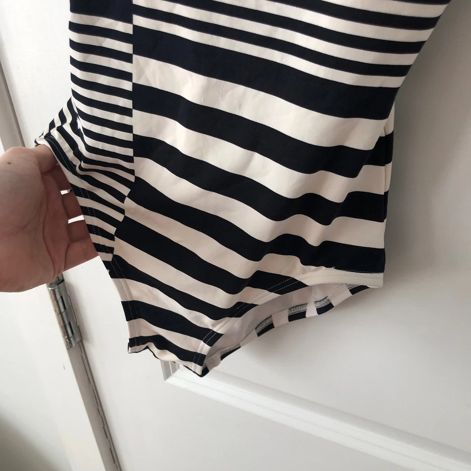 Michael Kors Women's One Piece Swimsuit White Black Striped MM9M419 sz 4 $124 - Image 4 of 4