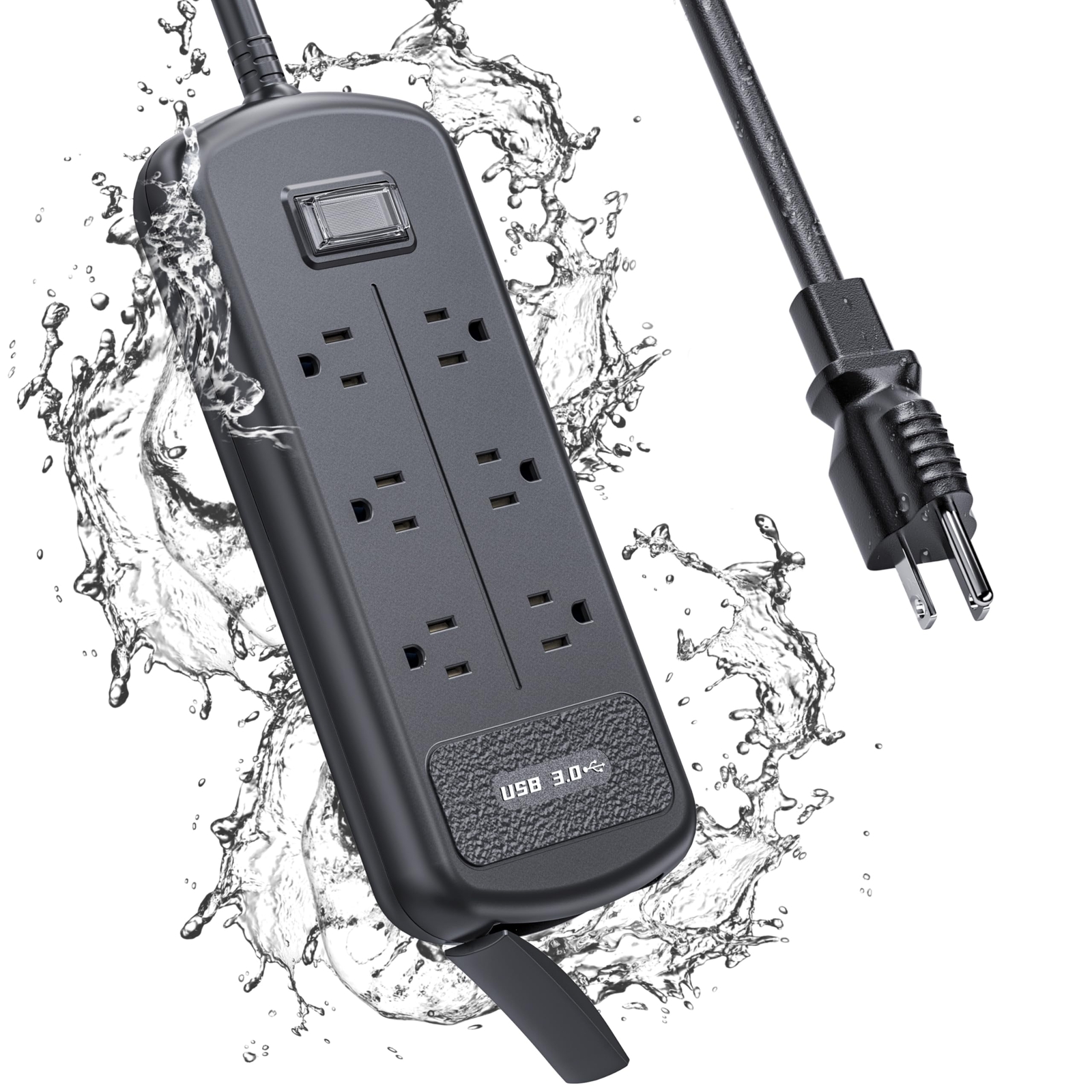 USB Outdoor Power Strip Weatherproof, Waterproof Surge Protector with 3 USB P...