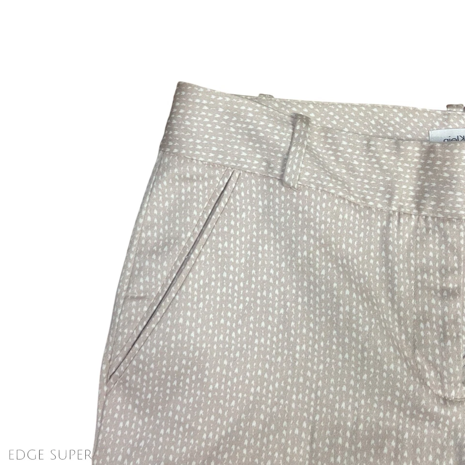 Calvin Klein 米色白色斑点印花中腰棉质连衣裙休闲裤 8 码 — 第 2/4 张图片