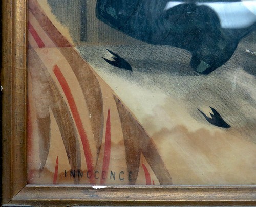 19th CENTURY GIRL & LAMB INNOCENCE CHROMOLITHOGRAPH 27" X 20.5" IN GLASS FRAME - Picture 2 of 5
