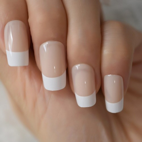 24Pcs Press On Nails Glue Gel On False Reusable Fake French Nail Tip Solid Color - Picture 31 of 93