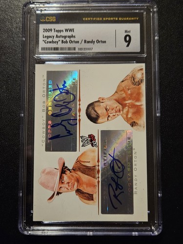 Randy Orton & Cowboy Bob Orton 2009 Topps WWE Dual Legacy Autographs Auto CSG 9