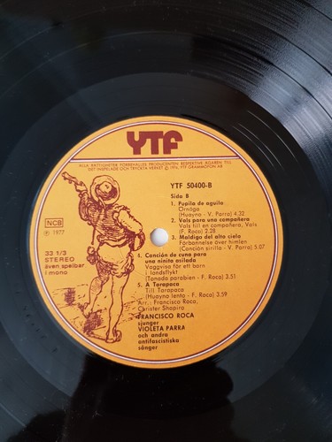 FRANCISCO ROCA - SJUNGER VIOLETA PARRA YTF '77 LP Chilean 70s POLITICAL FOLK M- - Imagen 5 de 5