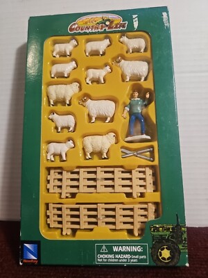 BRAND NEW COUNTRY LIFE NEWRAY SHEEP FARMER SET  WITH ANIMALS & ACCESSORIES