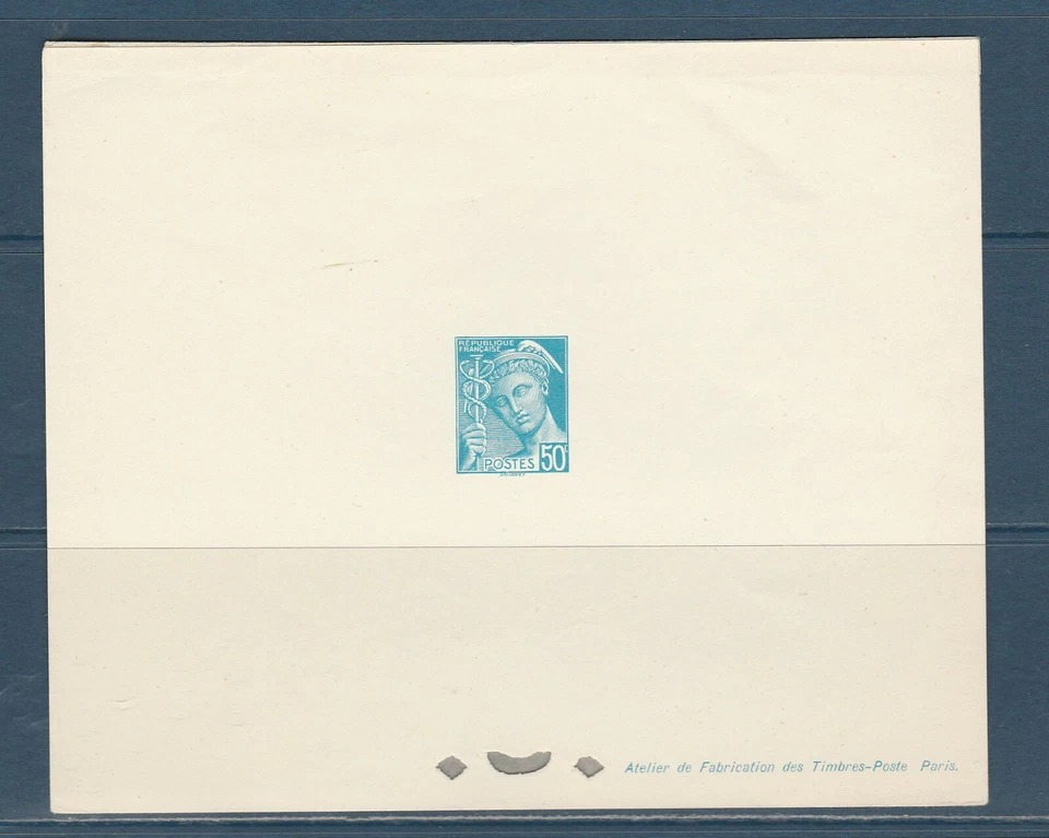 * épreuve de luxe timbre France  type Mercure 50c turquoise  1942 num 538 - Photo 1/1