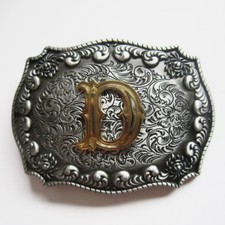 3-D INITIAL LETTER " D " RODEO COWBOY WESTERN BELT BUCKLE