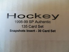 1998-99 SP AUTHENTIC HOCKEY - COMPLETE 135 CARD SET + SNAPSHOTS INSERT