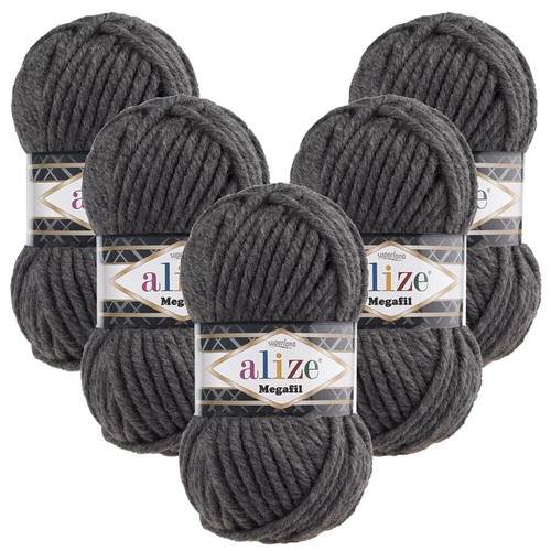 5 x 100g ALIZE Superlana Megafil Chunkywolle Handstrickgarn Mischgarn - Bild 53 von 64