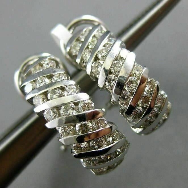 FILA ESTATE WIDE 1.32CT DIAMOND 14K WHITE G 3D MULTI ROW UMBRELLA CLIP ON EARRINGS