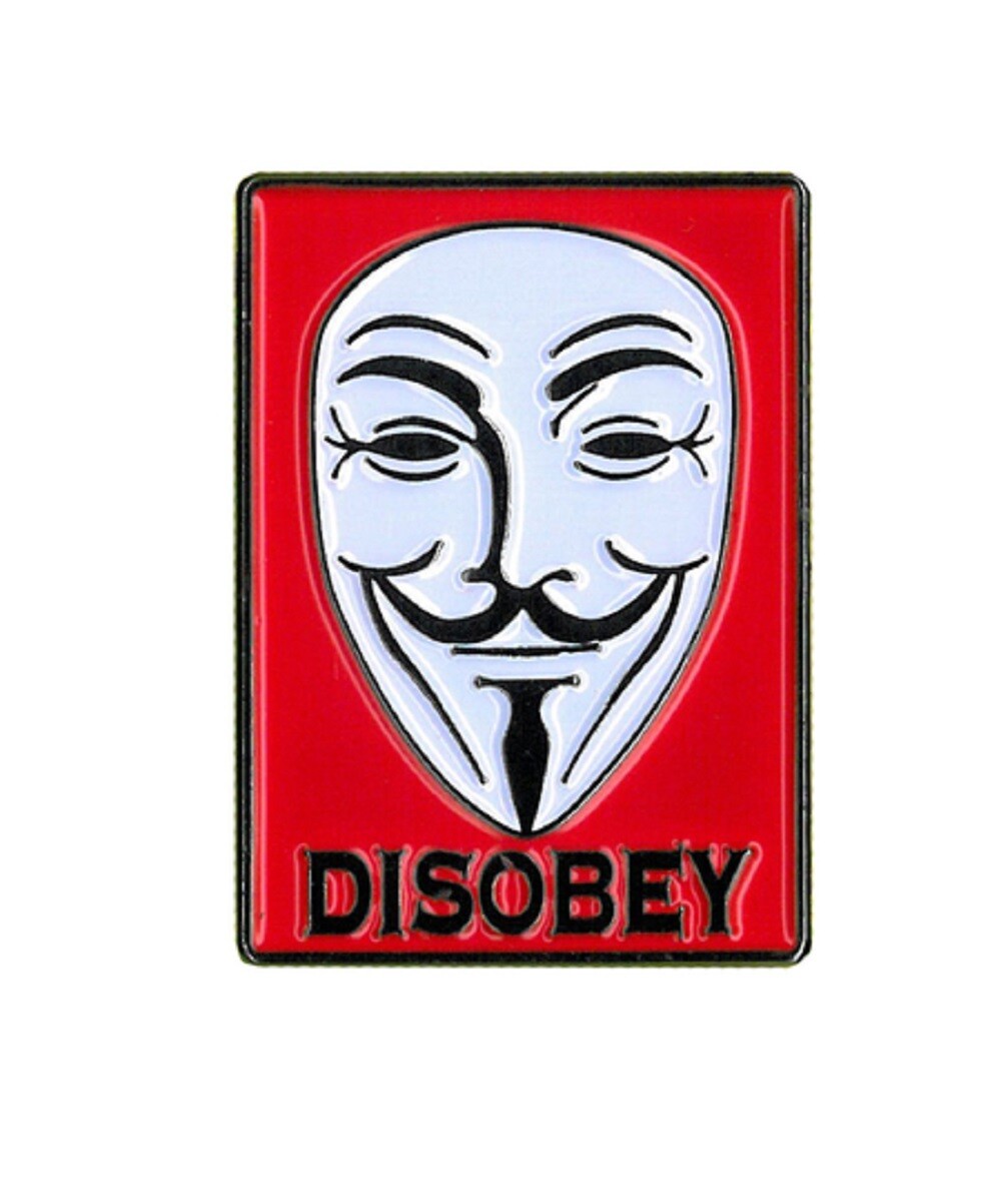 DISOBEY ENAMEL PIN, Licensed Original Artwork by Matt Stewart - 1.25""