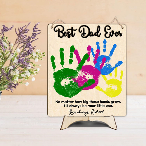 Best Dad Ever Hands down Sign DIY Personalized Father'S Day Gifts Handprint Wood - Picture 4 of 13
