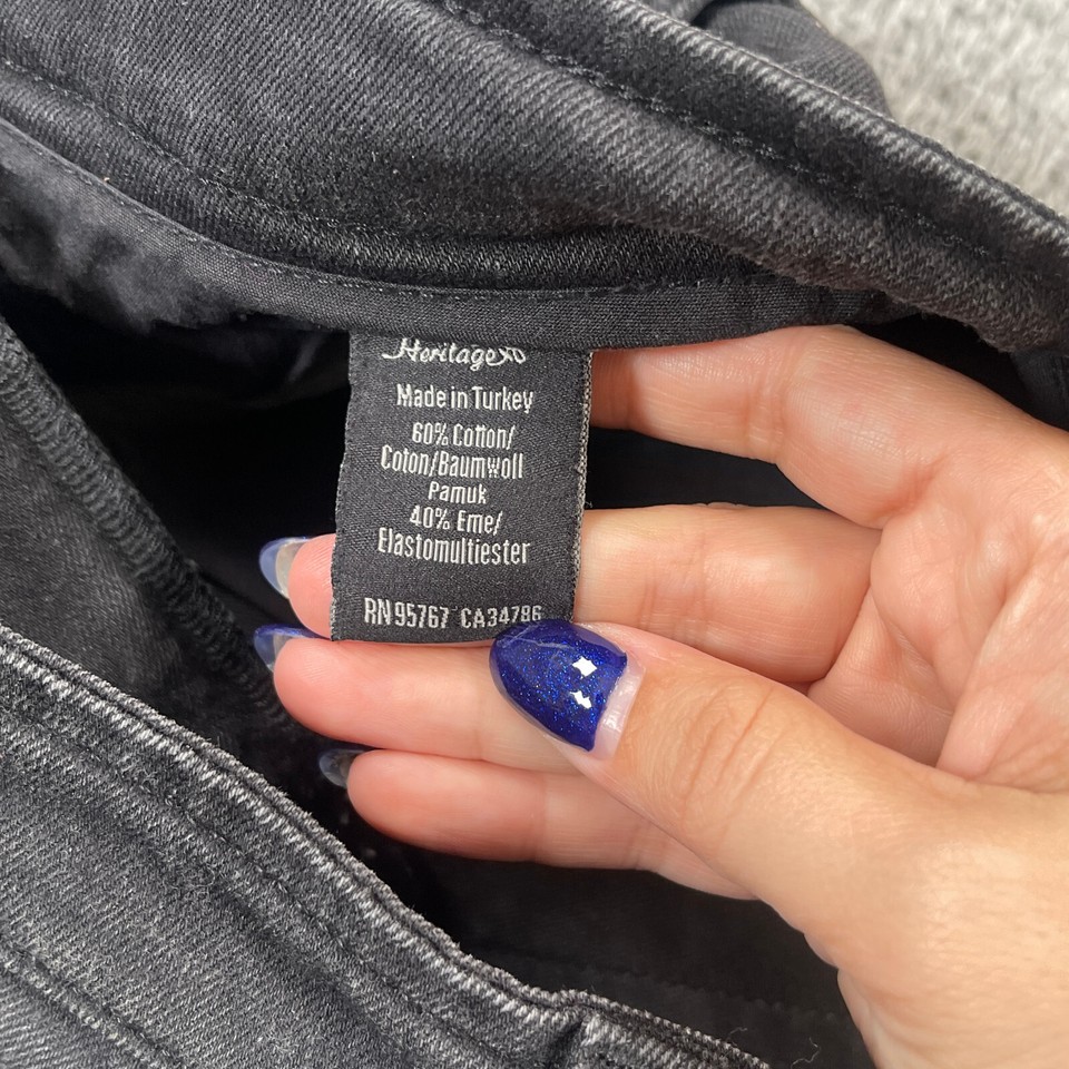 34 Heritage Charisma Jeans Mens 36x34 Mid Rise Straight Leg Denim Black