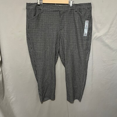 Old Navy Pixie Skinny Ankle Pants Black Gray High Rise Houndstooth Plus Size 24