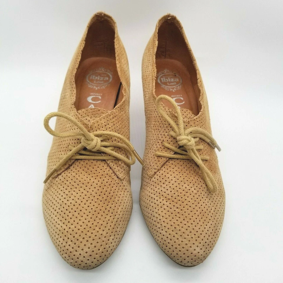 Botines Jeffrey Campbell Ibiza para mujer de cuero tostado punta almendra con cordones 8 Foto 2 de 4