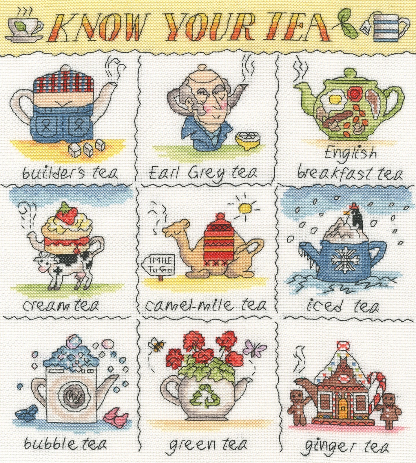 Know Your Tea Cross Stitch Kit by Bothy Threads