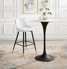 Modway Adorn Tufted Performance Velvet Bar Stool in White