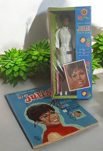 Vtg Mattel 1968 TV Star Diahann Carrol as Julia # 1127 Sealed w/ Coloring Book