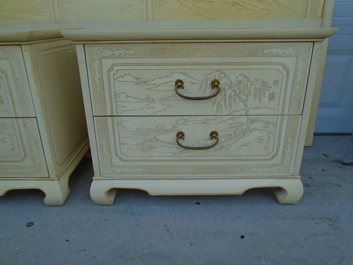 Asian Drexel Pair Nightstands Connoisseur 2 Ming Dynasty Chow Emperor Pagoda - Picture 5 of 16